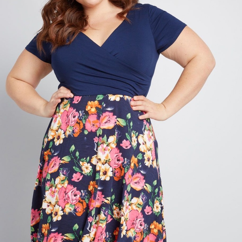 Modcloth Botanical Breakfast Dress in Navy Floral